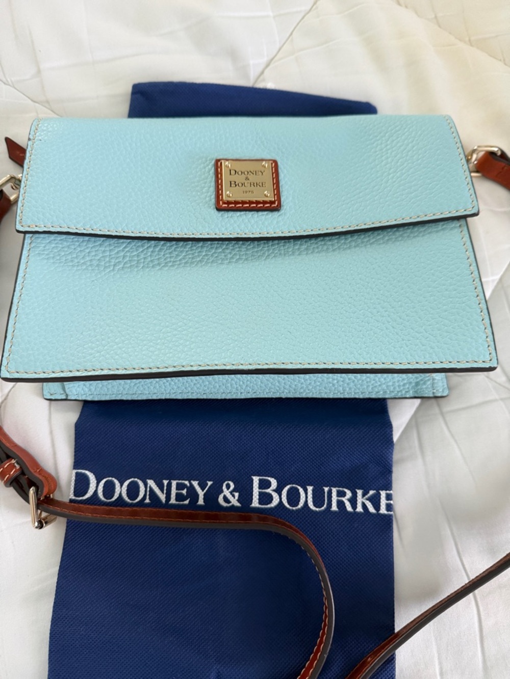 Dooney & Bourke Light Blue Pebble Leather Convertible Crossbody